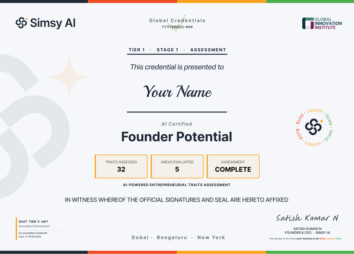 AI Certified Founder Potential certificate preview