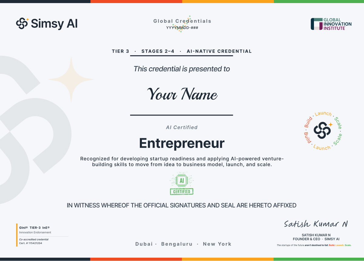 AI Certified Entrepreneur certificate preview