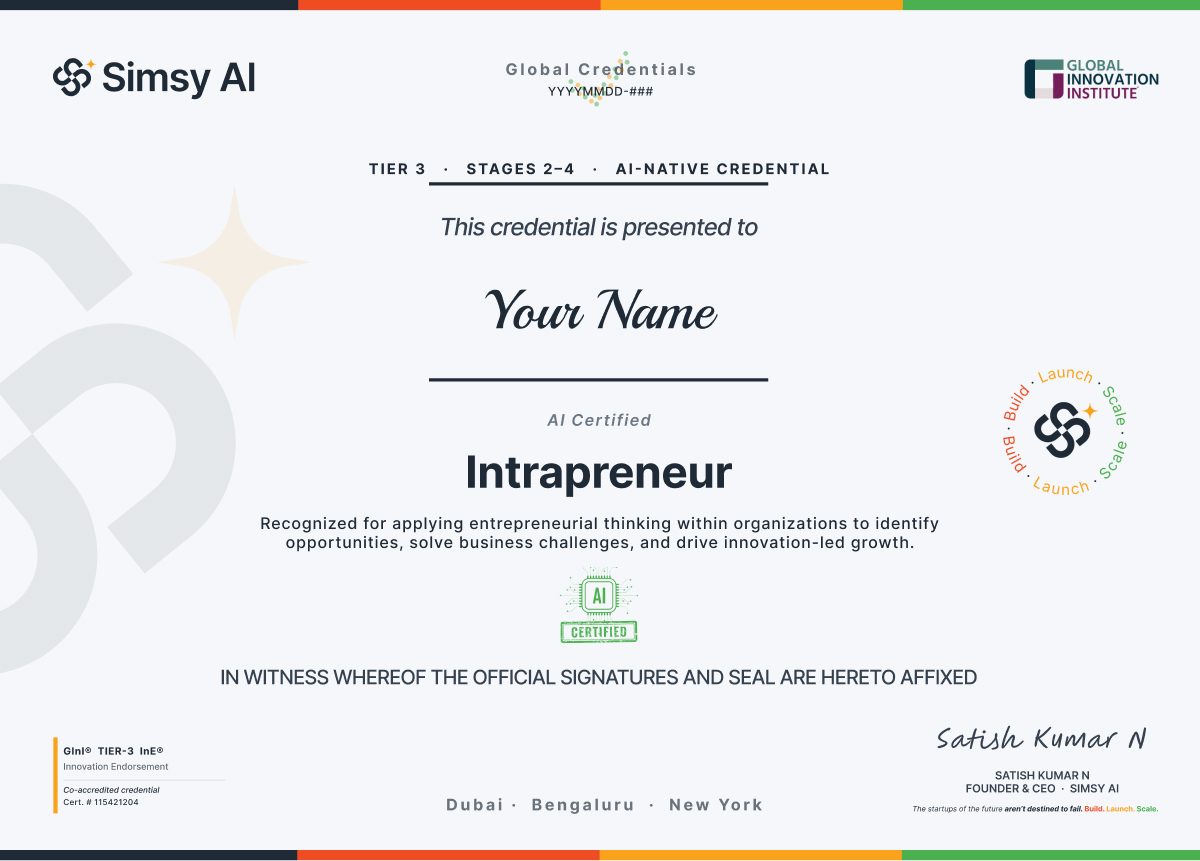 AI Certified Intrapreneur certificate preview