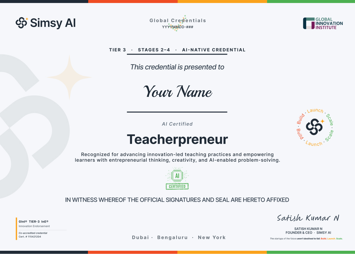 AI Certified Teacherpreneur certificate preview
