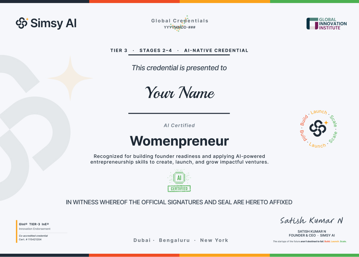AI Certified Womenpreneur certificate preview